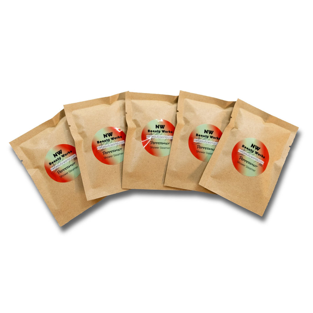 Peppermint - Essential Oil Shower Steamer - 5 individual single pouches